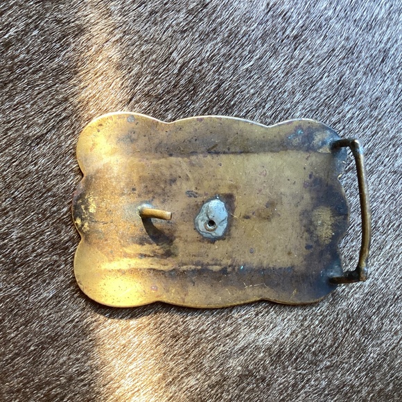 Vintage Tarnished Brass Bucking Horse Belt Buckle